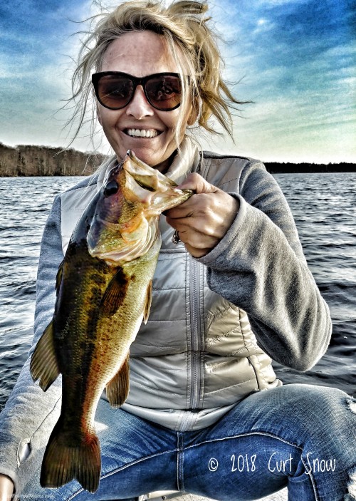 My wife with her first ever spinnerbait bass :)